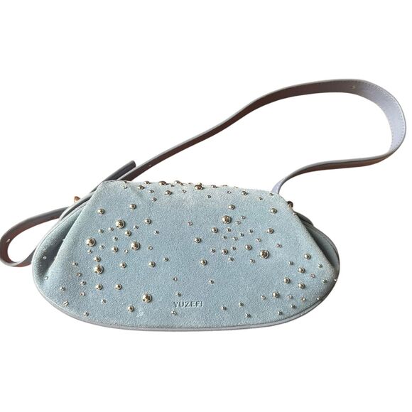 YUZEFI Dinner Roll Studded Handle Bag Light Blue NWOT - Picture 2 of 7